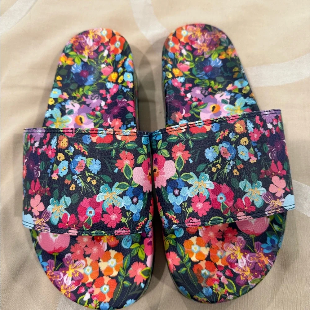 Johnny Was Multicolor Floral Slides - Picture 2 of 4